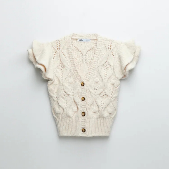 Zara Ruffled Knit Vest Brand New 
